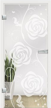Rose design on clear glass